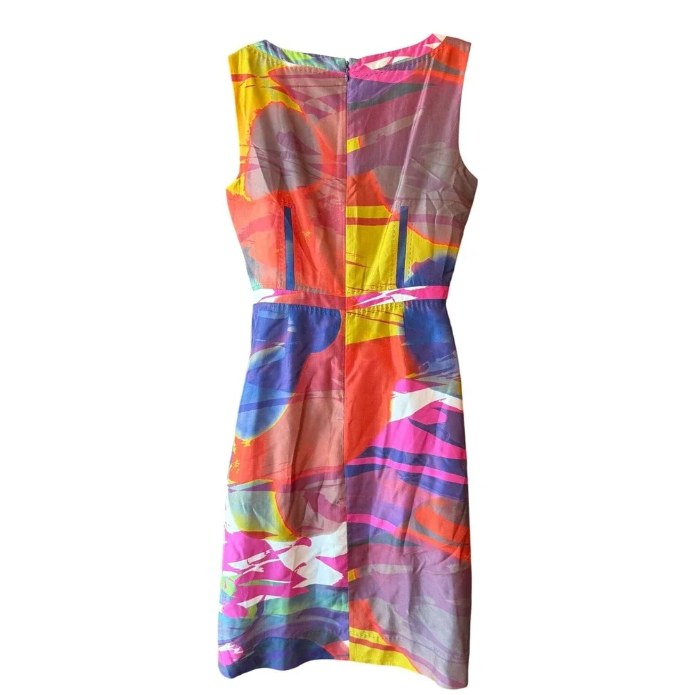 Tory Burch Silk Multicolor Abstract Print Dress Women's Size 4 Sleeveless